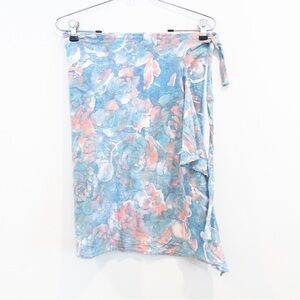 Winter Sun Beach Wear Resort Abstract Watercolor Swim Wrap Skirt Medium Cotton